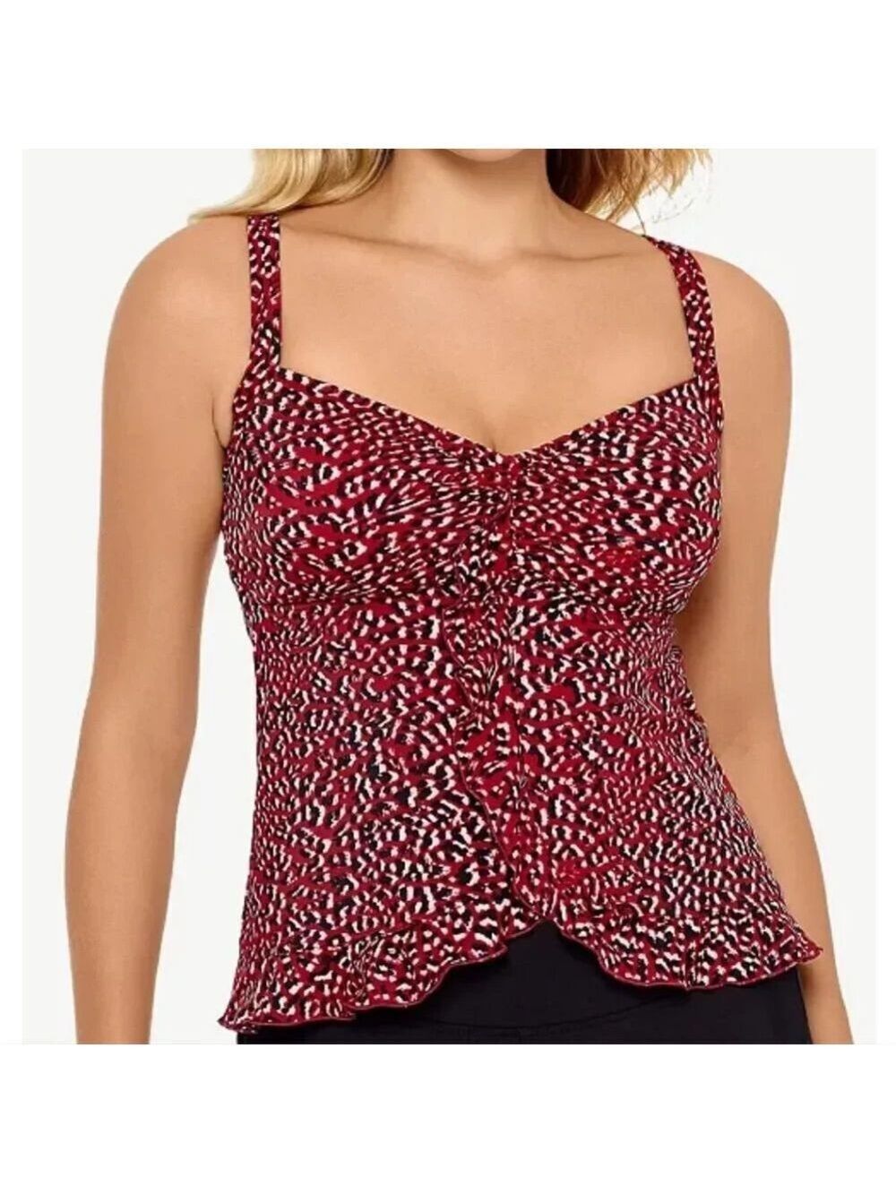 Swim Solutions V-Neck Ruffle Bottom Tankini Top
